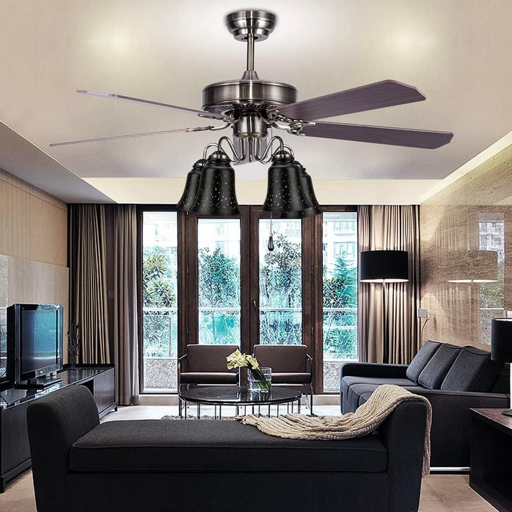 6 piezas de repuesto para ventilador de techo con diseño de crisantemo con adaptador de 1-58 pulgadas, ALUCSET de 4.5 pulgadas de altura y 4-34