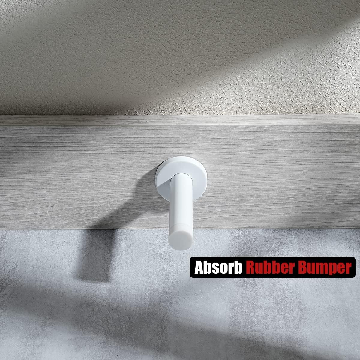 JQK Tope de puerta blanco, acero inoxidable 304 espesar 0.039 in amortiguador de sonido tope de puerta parachoques pared protetor, DSB5-WH