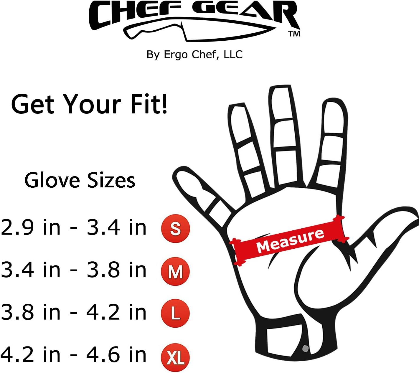 CHEF GEAR Guantes resistentes a cortes, protección de alto rendimiento nivel 5, grado alimenticio por Ergo Chef (mediano), 1 par, color gris