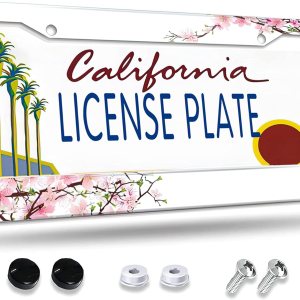 Marco de matrícula de flores de cerezo, marcos florales para placa de automóvil, marcos decorativos de aluminio para placa de matrícula de metal de Marco de matrícula de flores de cerezo, marcos florales para placa de automóvil, marcos decorativos de aluminio para placa de matrícula de metal de