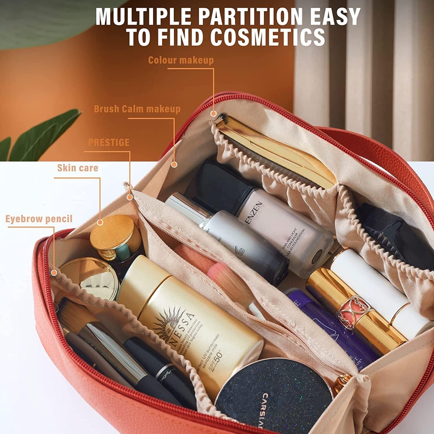 Bolsa de maquillaje de viaje, anaranjado (M-Orange), Moda