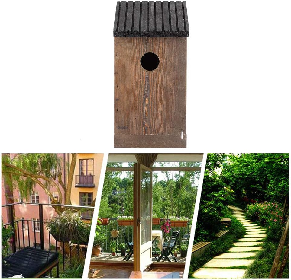 Fydun Hanging Wooden Bird House DIY Breeding Parrots Bird Nesting Box for Outdoor Garden Decoration Hanging Wooden Bird House for Family