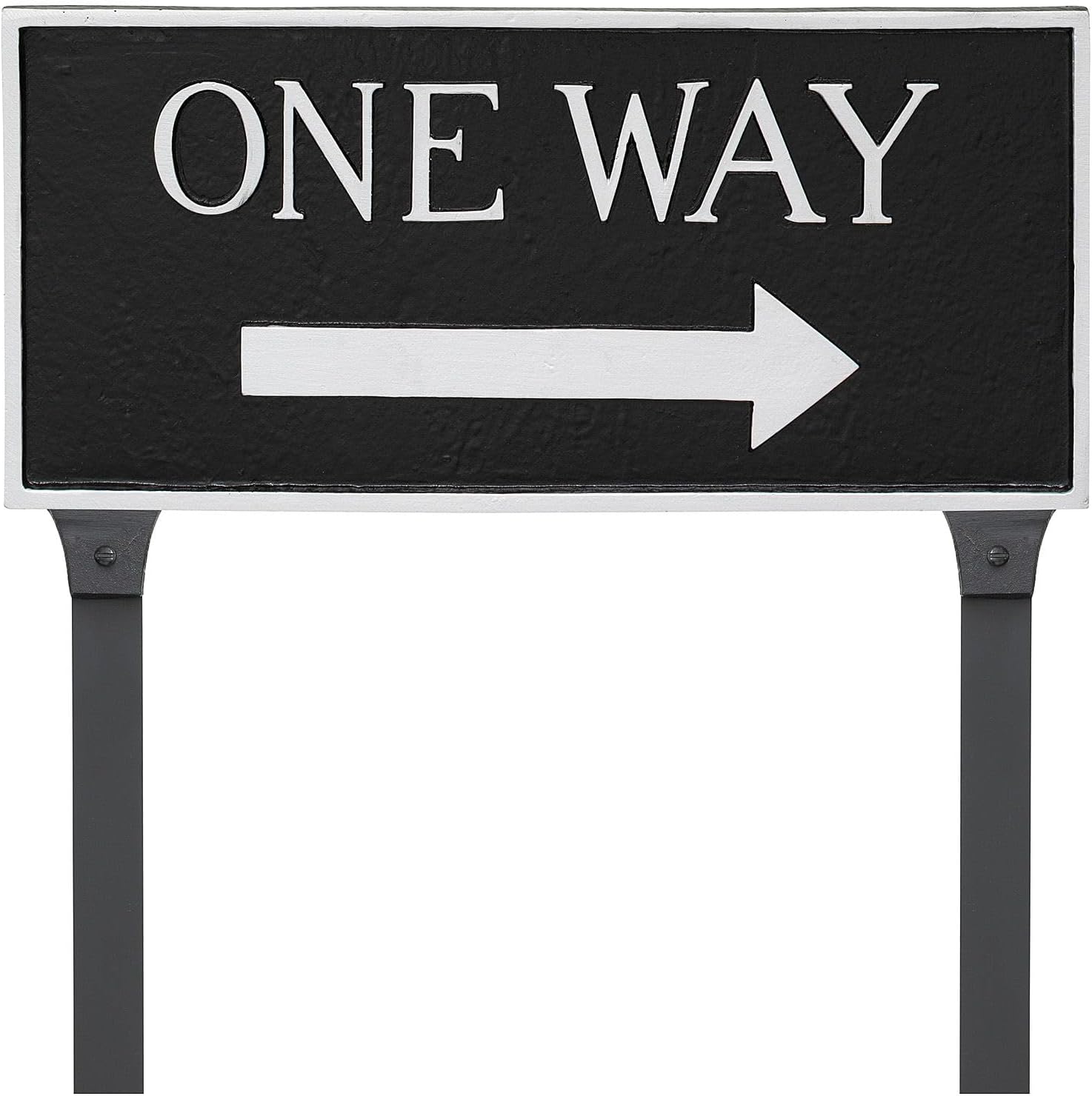 Placa de metal fundido con flecha – Letrero unidireccional con flecha – Letrero de pared o césped – Resistente a los rayos UV – Revestimiento en