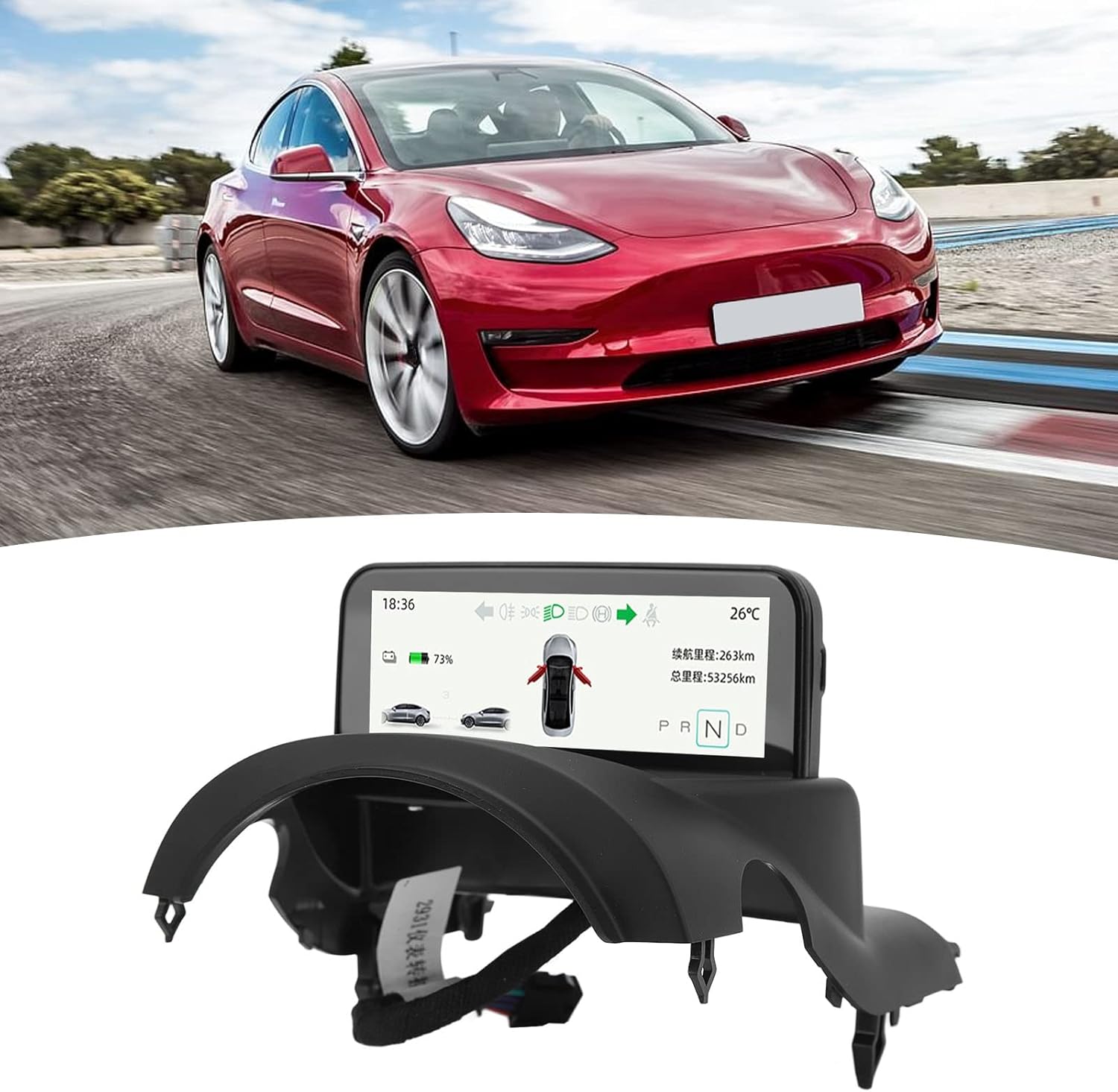 Pantalla HUD de coche de 4.6 pulgadas, pantalla ultra mini pantalla LCD velocímetro pantalla digital reemplazo para Tesla Modelo 3 Y (AMD Ryzen)
