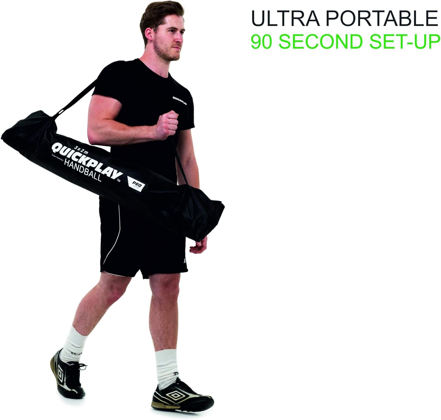 QuickPlay Portería de balonmano portátil con base ponderada basada en la tecnología KICKSTER configuración rápida