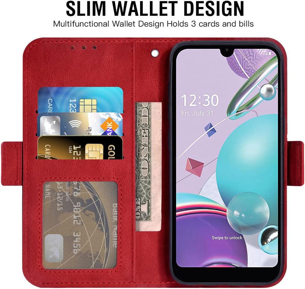 Compatible con LG Aristo 5K31Fortune 3Phoenix 5K8xTribute MonarchRisio 4 – Funda tipo cartera de vidrio templado para LGK31 Rebel K 31 31K Aristo5