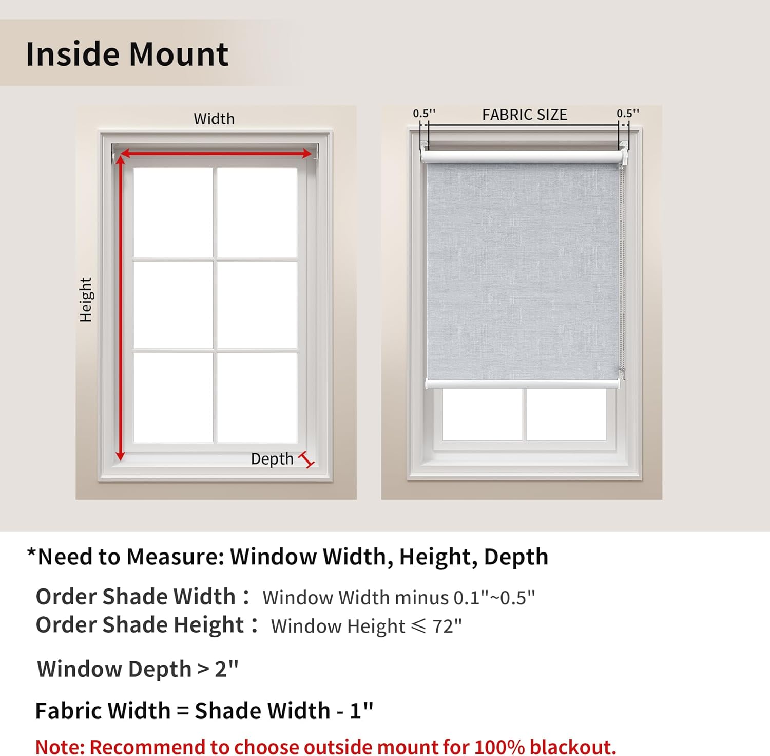 GENIMO Persianas enrollables 100 % opacas para ventanas de interiores, aislamiento térmico, tela con protección UV. Persianas de ventana para hogar,