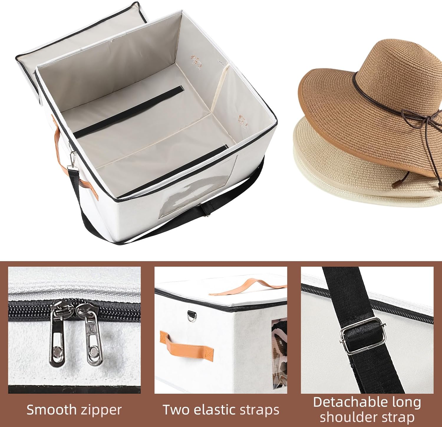Caja de almacenamiento para sombreros, cajas de viaje para mujeres, caja plegable para sombreros con tapas, organizador de sombreros de vaquero