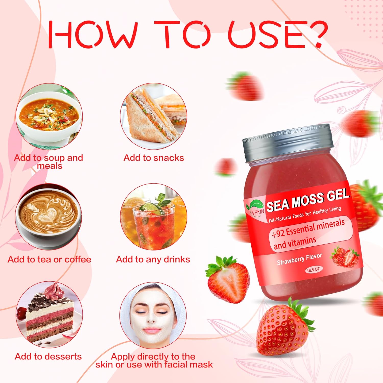 Gel de musgo marino, gel orgánico crudo de masa marina irlandesa avanzada, apoyo inmunológico y digestivo, suplemento de vitaminas y minerales