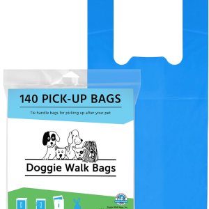 Bolsa para excrementos de perro con asa de fácil amarre, bolsas de basura extra grandes y fuertes para perros, perfumadas, fáciles de dispensar y a Bolsa para excrementos de perro con asa de fácil amarre, bolsas de basura extra grandes y fuertes para perros, perfumadas, fáciles de dispensar y a