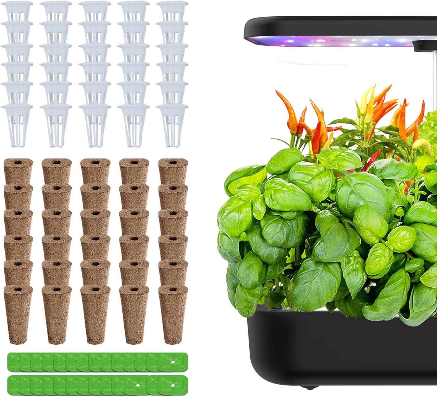 Ambgrow 90 esponjas de cultivo y cestas para sistema de cultivo hidropónico, suministros hidropónicos para plantas de interior, compatibles con Idoo