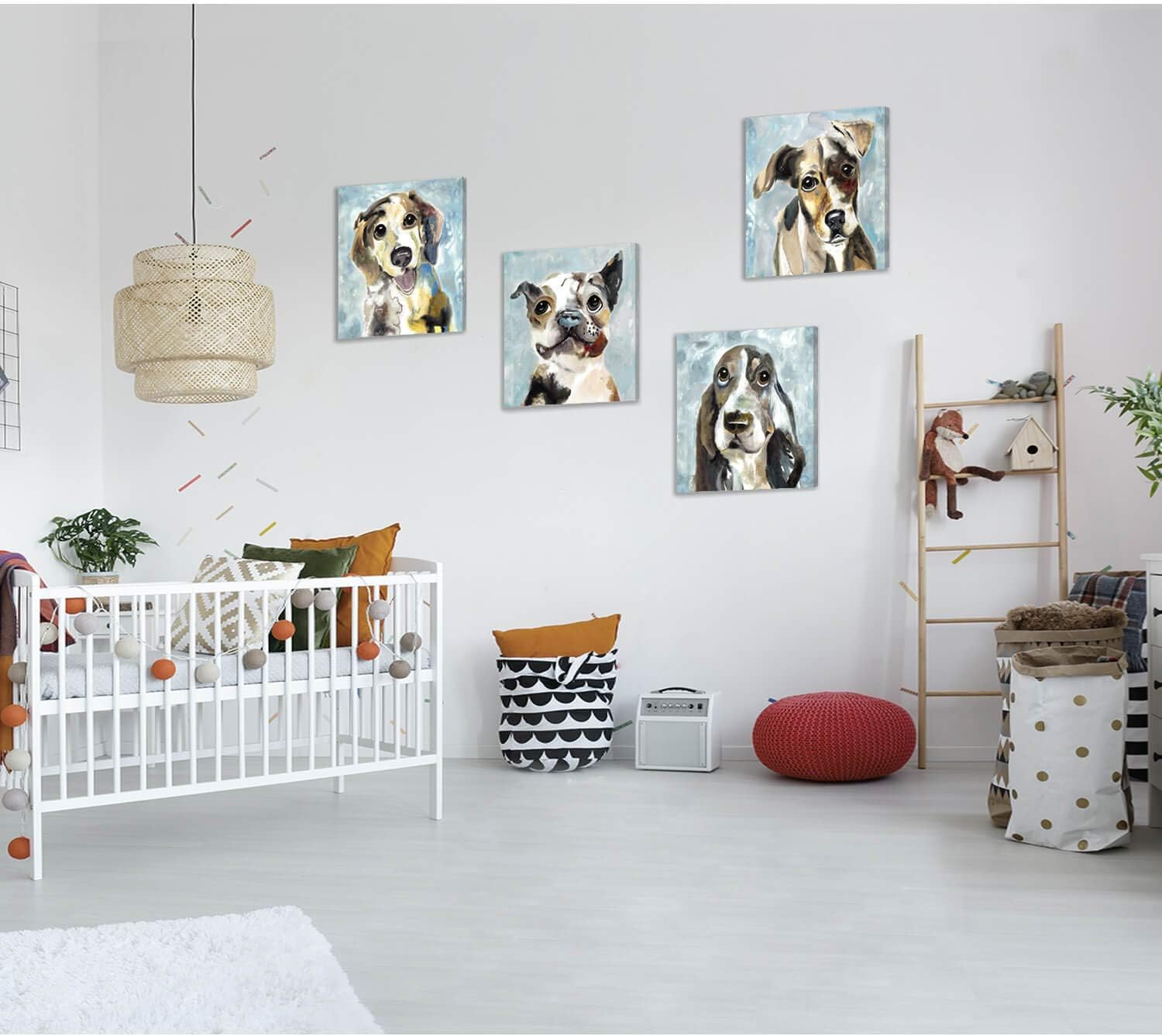Hardy Gallery Lienzo para mascotas, obra de arte de cachorro impresión abstracta de imagen de perro sobre lienzo para paredes de habitación de niños