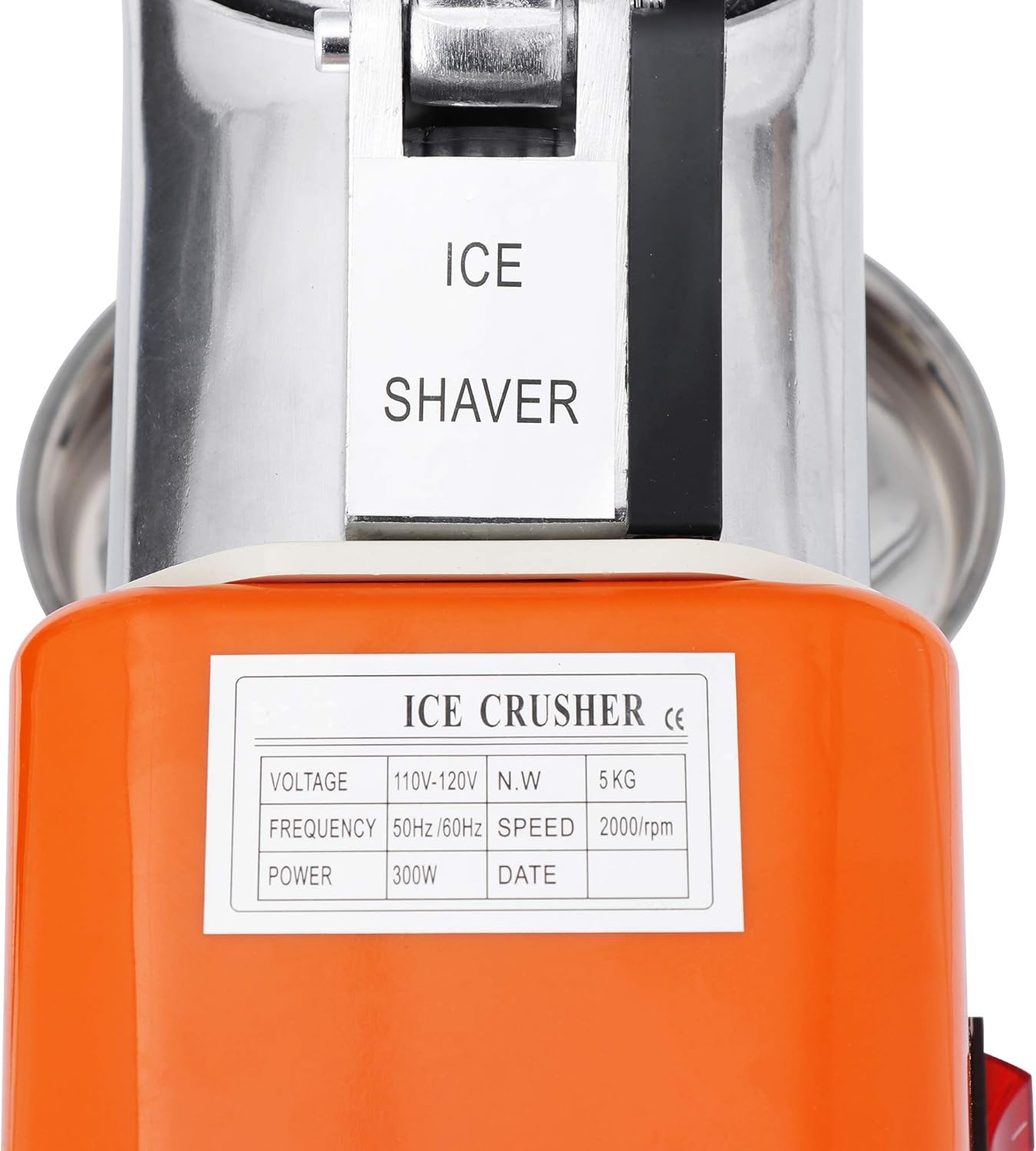 SUPER DEAL Máquina de afeitar de hielo eléctrica de 300 W mejorada Máquina de afeitar de hielo Máquina de cono de nieve 145 libras (naranja)