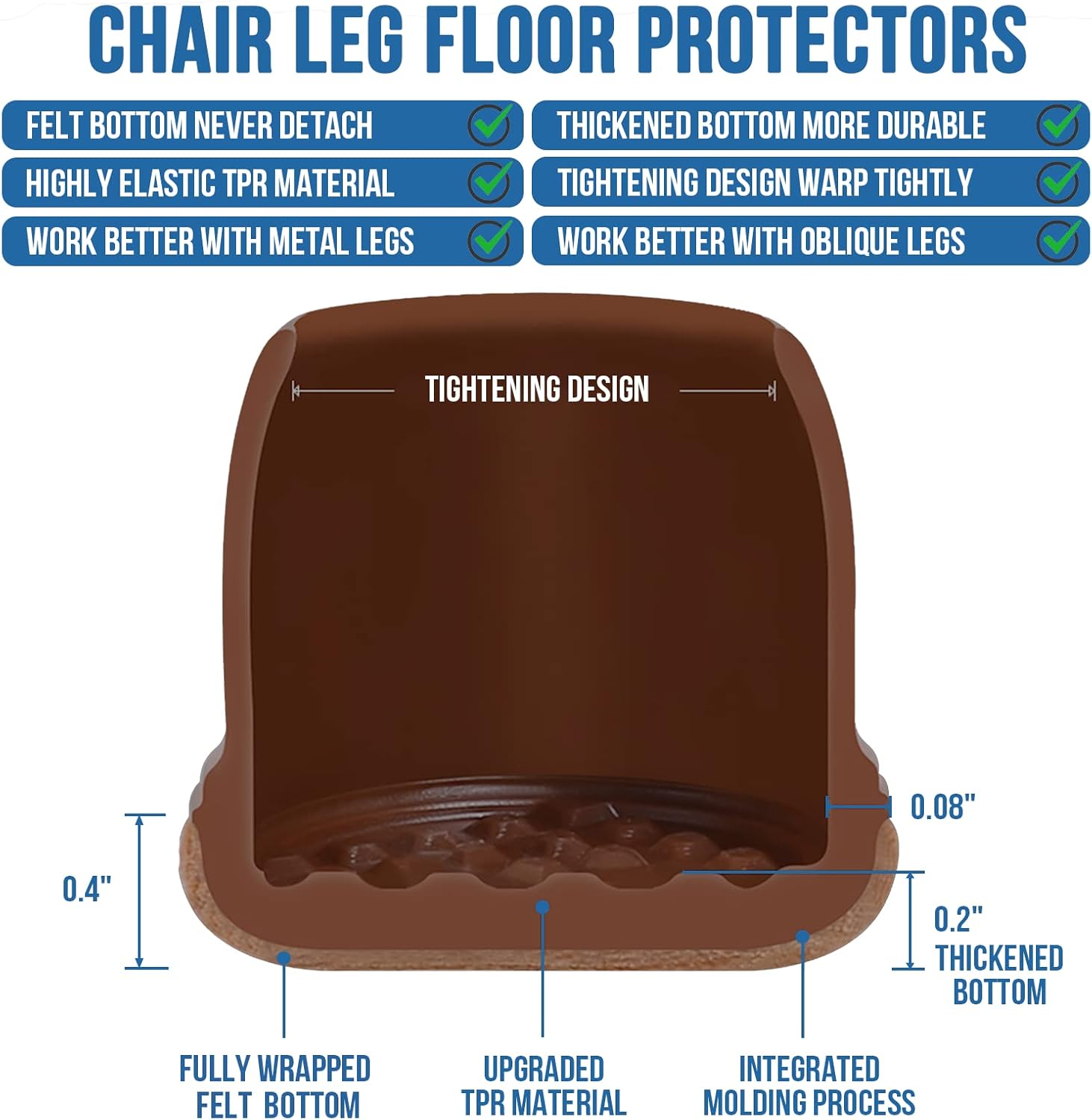 20 protectores de suelo negros extra pequeños para patas de silla, para suelos de madera dura, tapas de goma mejoradas para patas de silla con