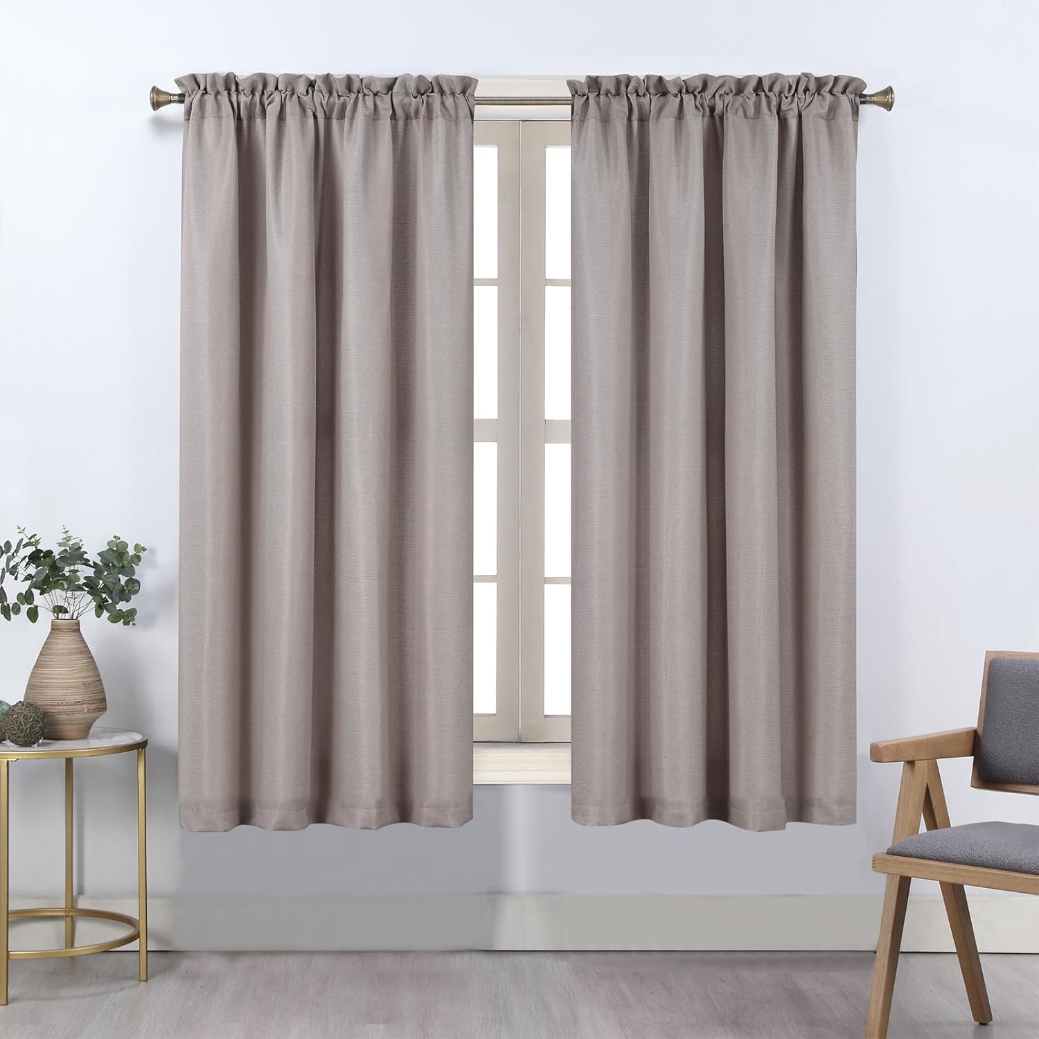 Home Queen Cortinas filtrantes de luz para sala de estar, panel de cortina con textura de lino, cortina de 63 pulgadas de largo para dormitorio,