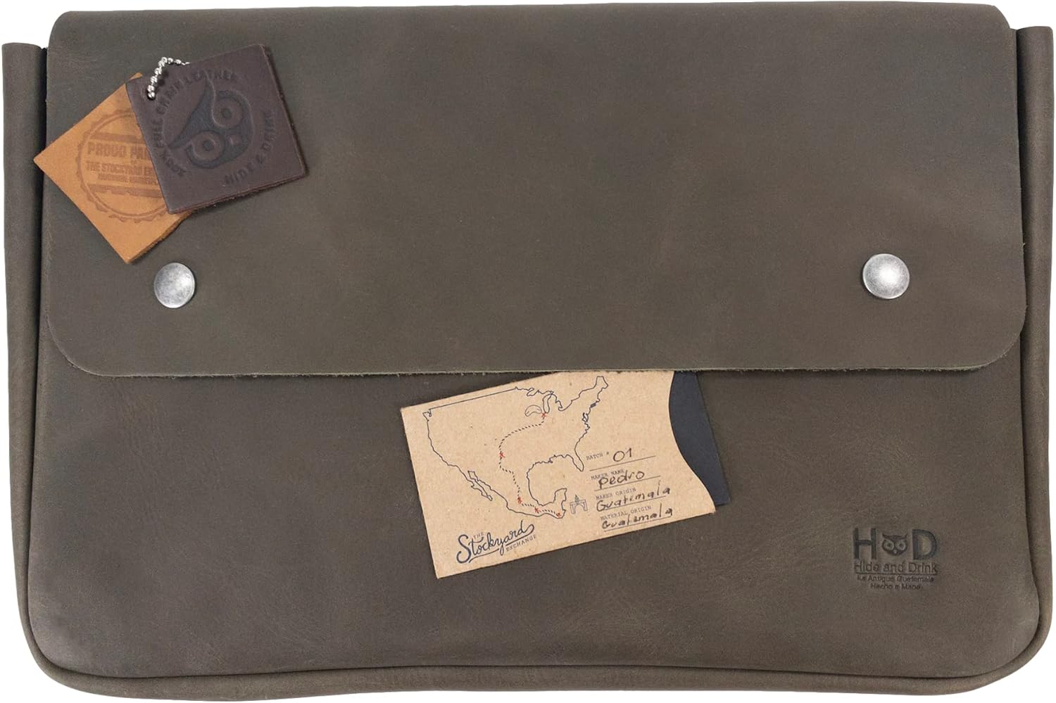 Hide & Drink, Carpeta Vintage Portadocumentos, Estuche de archivo, Carpeta A5, Cartera de sobre, Bolsa para lápices, Cuero de grano completo, hecho