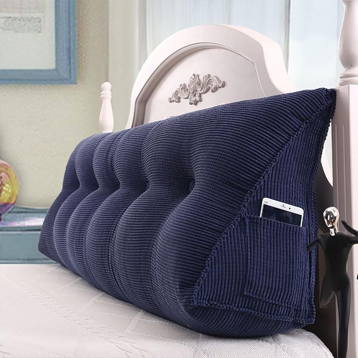 TESICA Almohada triangular de cuña para posicionadores de cuerpo, almohada de lectura, cojín de apoyo para cabecero y respaldo, para cama de día,