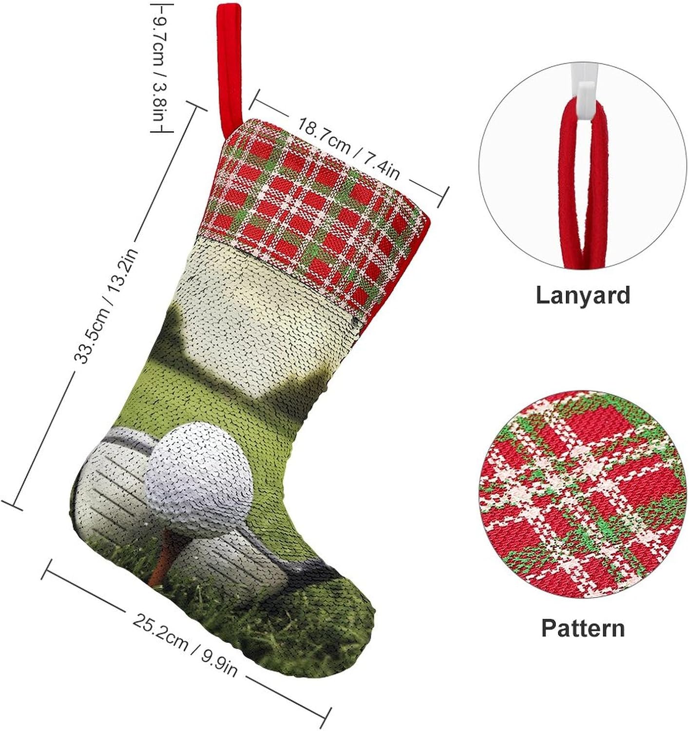 Calcetines de Navidad de golf personalizados, calcetines de Navidad grandes, decoración para regalos de fiesta de vacaciones