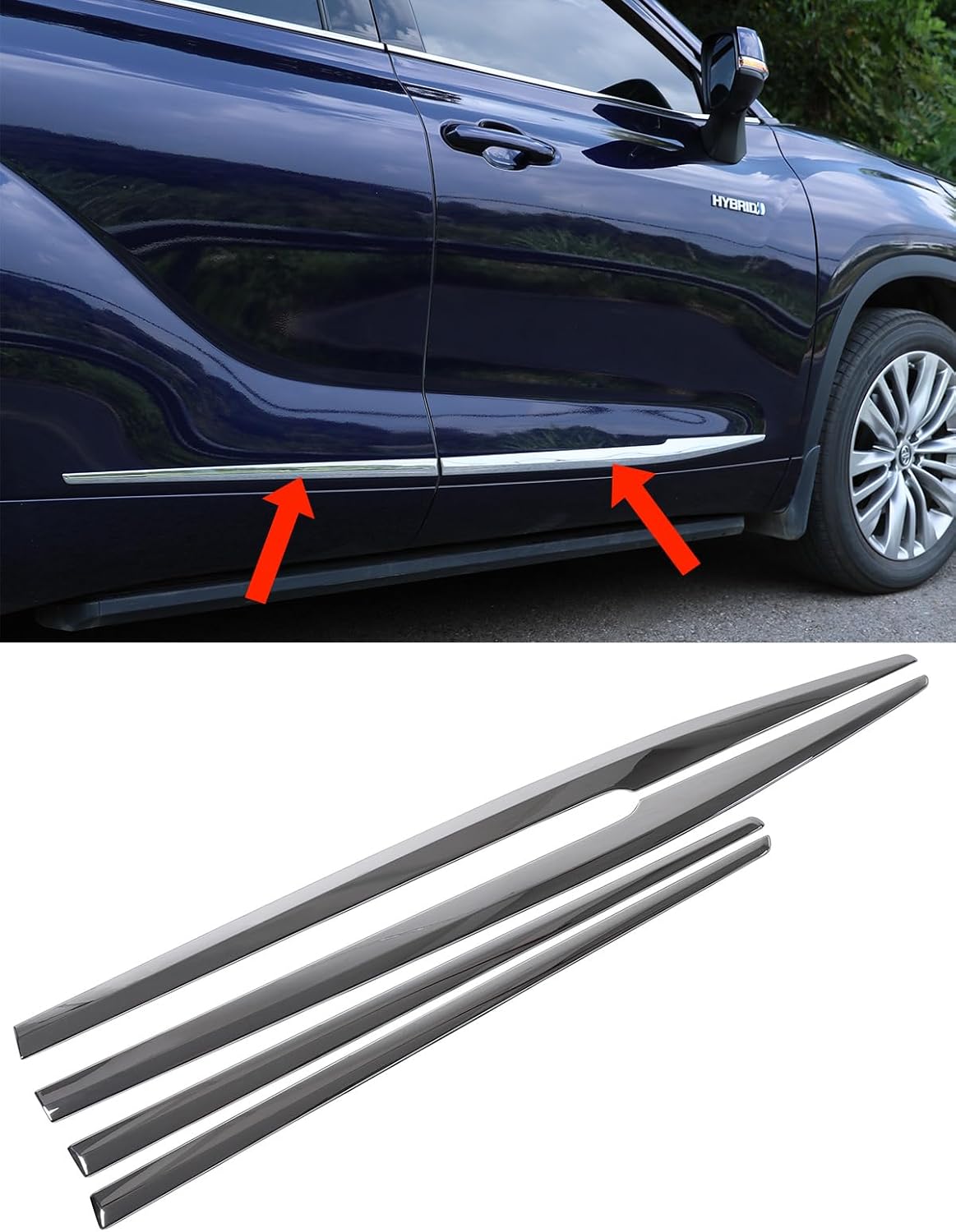 Moldura lateral de carrocería para Toyota Highlander, cubierta protectora inferior cromada deportiva para Highlander Gas Hybrid LE XLE XSE Limited