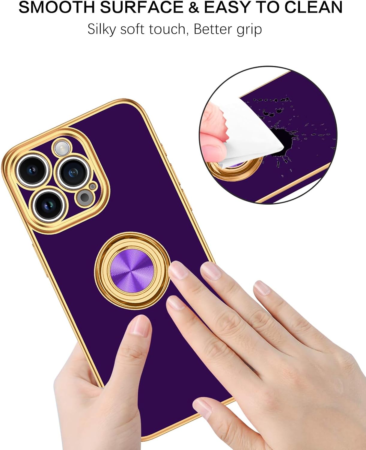 BENTOBEN Compatible con iPhone 15 Pro, funda para teléfono iPhone 15 Pro, ajuste delgado, soporte de anillo de 360, soporte magnético para