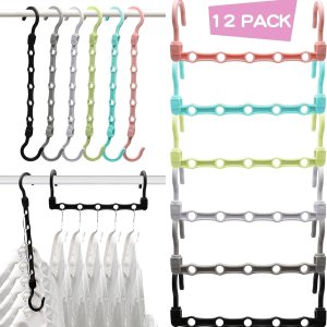 Organizadores de armario y almacenamiento, paquete de 12 ganchos resistentes para ropa pesada, ganchos mejorados para ahorrar espacio, organización Organizadores de armario y almacenamiento, paquete de 12 ganchos resistentes para ropa pesada, ganchos mejorados para ahorrar espacio, organización