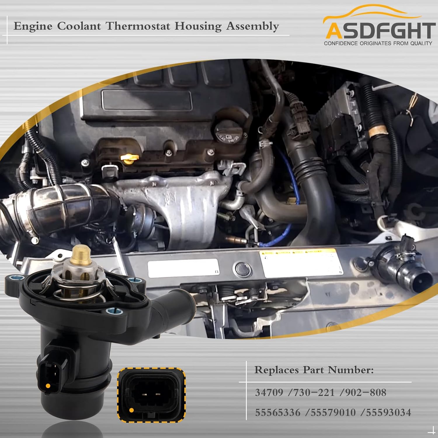 Termostato de refrigerante del motor con sensor, reemplaza 131-180 55565336 55593034 55579010 902-808 730-221 Se adapta a Buick Chevy 1.4L 2011-2021