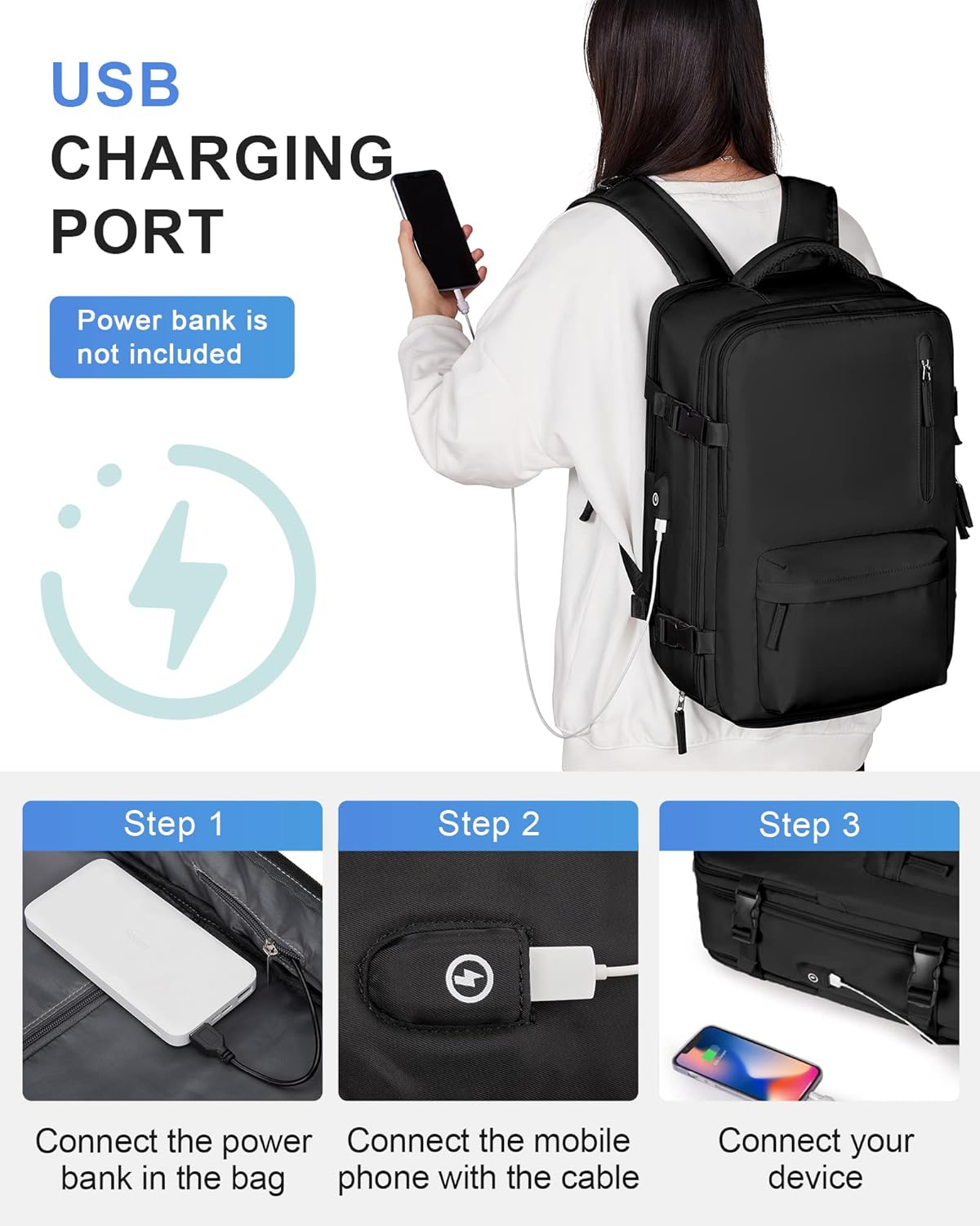 Mochila, E-Negro, L, Mochila para portátil