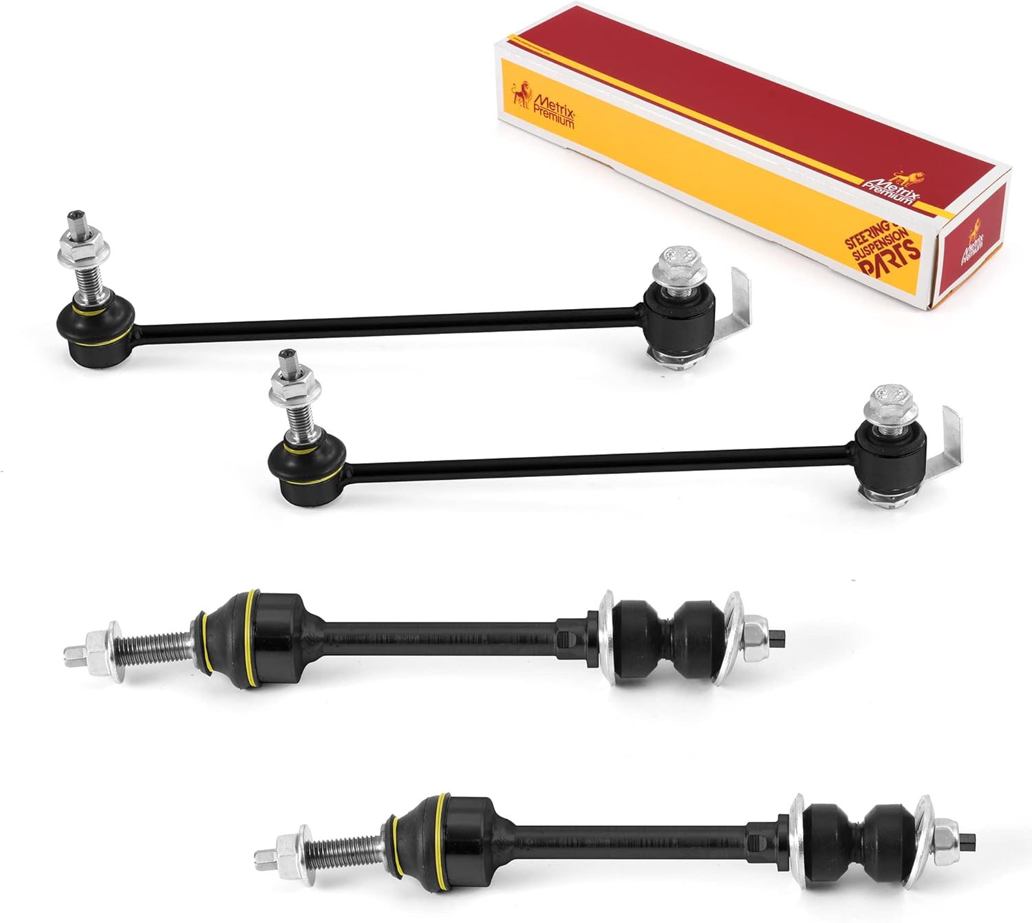 Metrix – Kit de eslabones de barra estabilizadora delantera y trasera, 4 piezas, K80894, K750396 para Dodge Ram 1500 4WD 2009-2010, Ram 1500 Classic