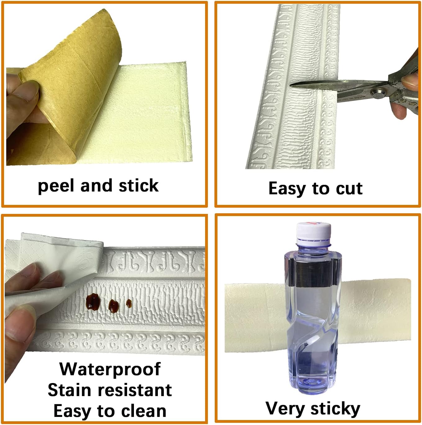 Yutianli Moldura de corona para despegar y pegar, borde flexible de pared, base de pared autoadhesiva, base de vinilo autoadhesiva, moldura de pared