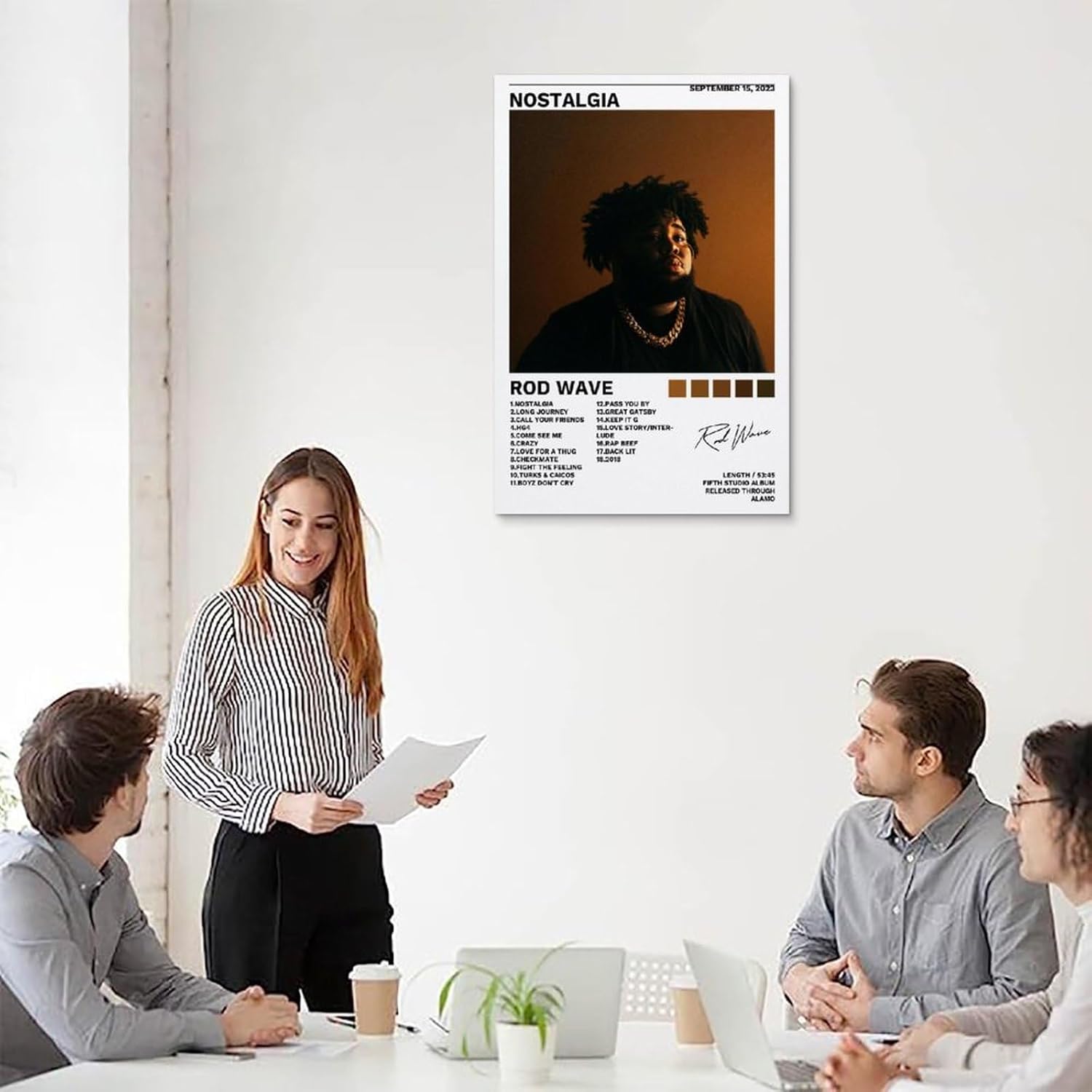 JINUS Póster con diseño de ondas de barra, cubierta de nostalgia, pintura decorativa, lienzo, pósteres de pared e impresión artística moderna para