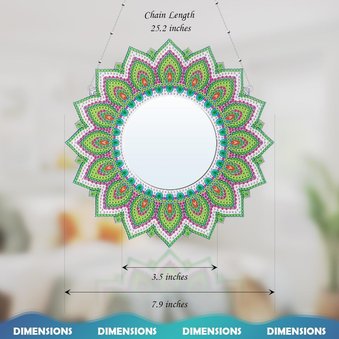Youteer Espejo de pintura de diamante DIY, kit de espejo de maquillaje de mandala para adultos y niños, suministros de arte de diamantes para