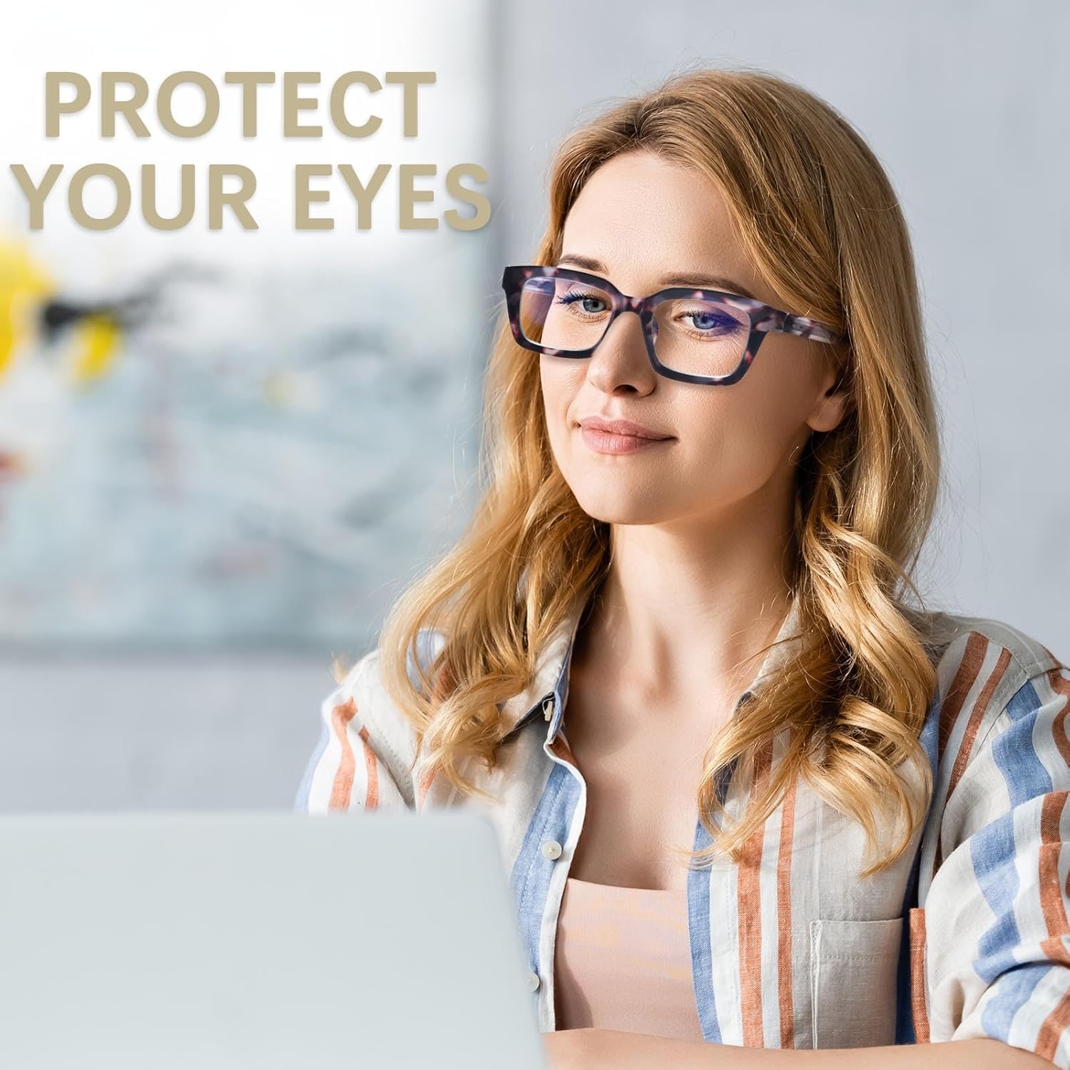 ZONLON Paquete de 4 lentes de lectura progresivos multienfoque para mujeres, estilo Oprah, bloqueo de luz azul, lectores de computadora