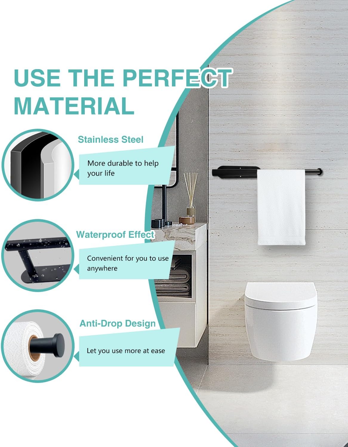 Paquete de 2 soportes para toallas de papel, autoadhesivo o perforador, soporte para toallas de papel debajo del gabinete, soporte de pared de acero