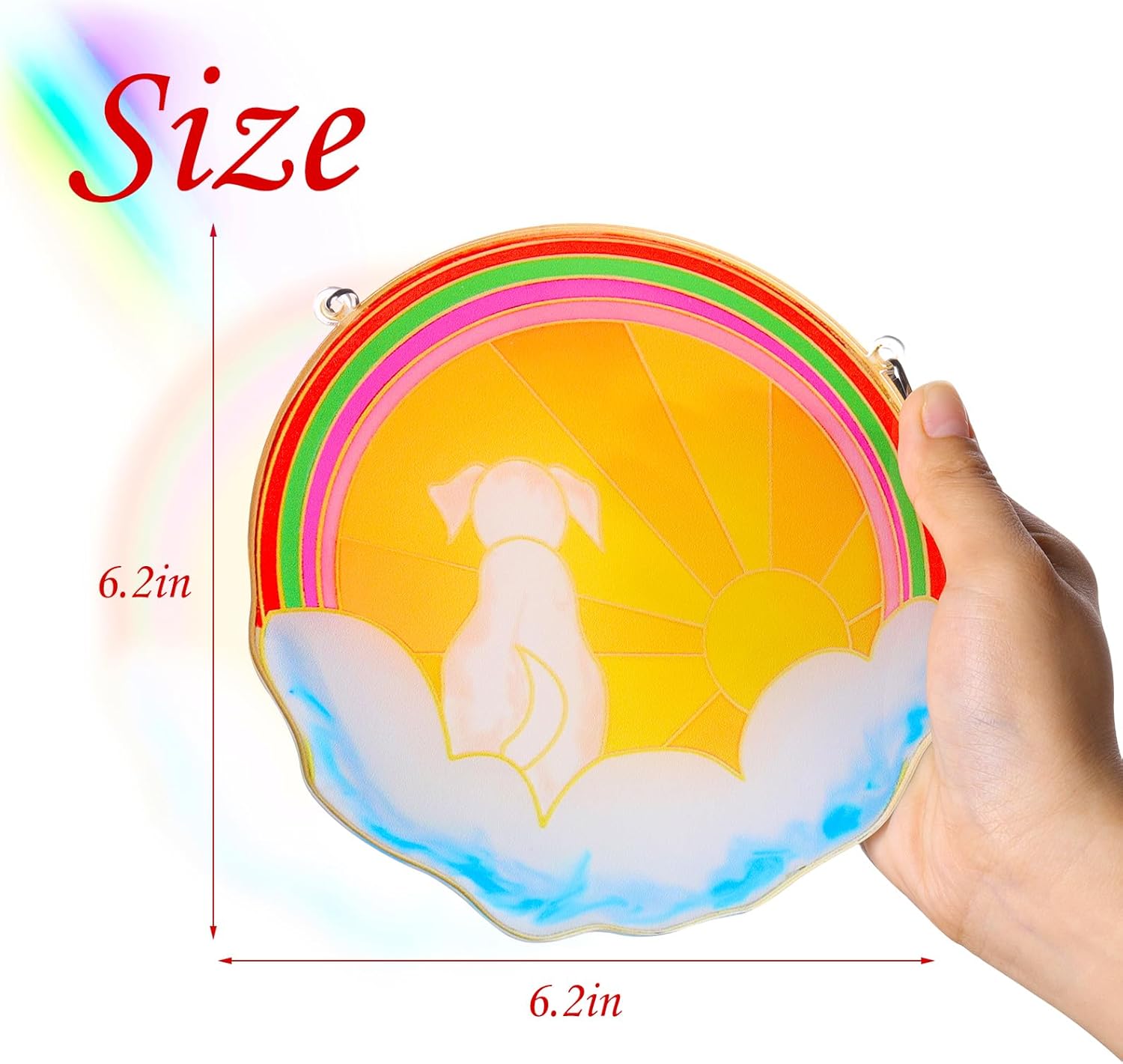 Regalos conmemorativos para perros, arco iris, para colgar en la ventana, atrapasoles de doble cara para decoración del hogar, jardín, campanilla de