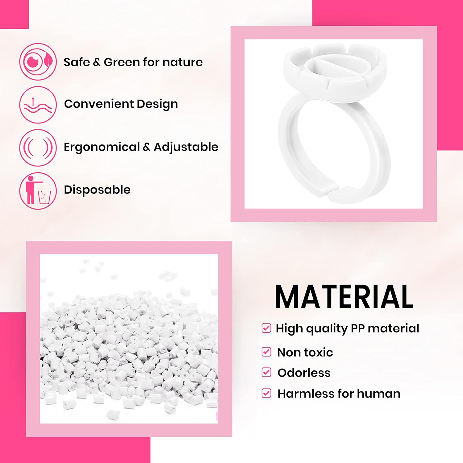 200 anillos de pegamento para extensiones de pestañas, soporte de anillo de extensión de pestañas, suministros técnicos profesionales, ajustables,