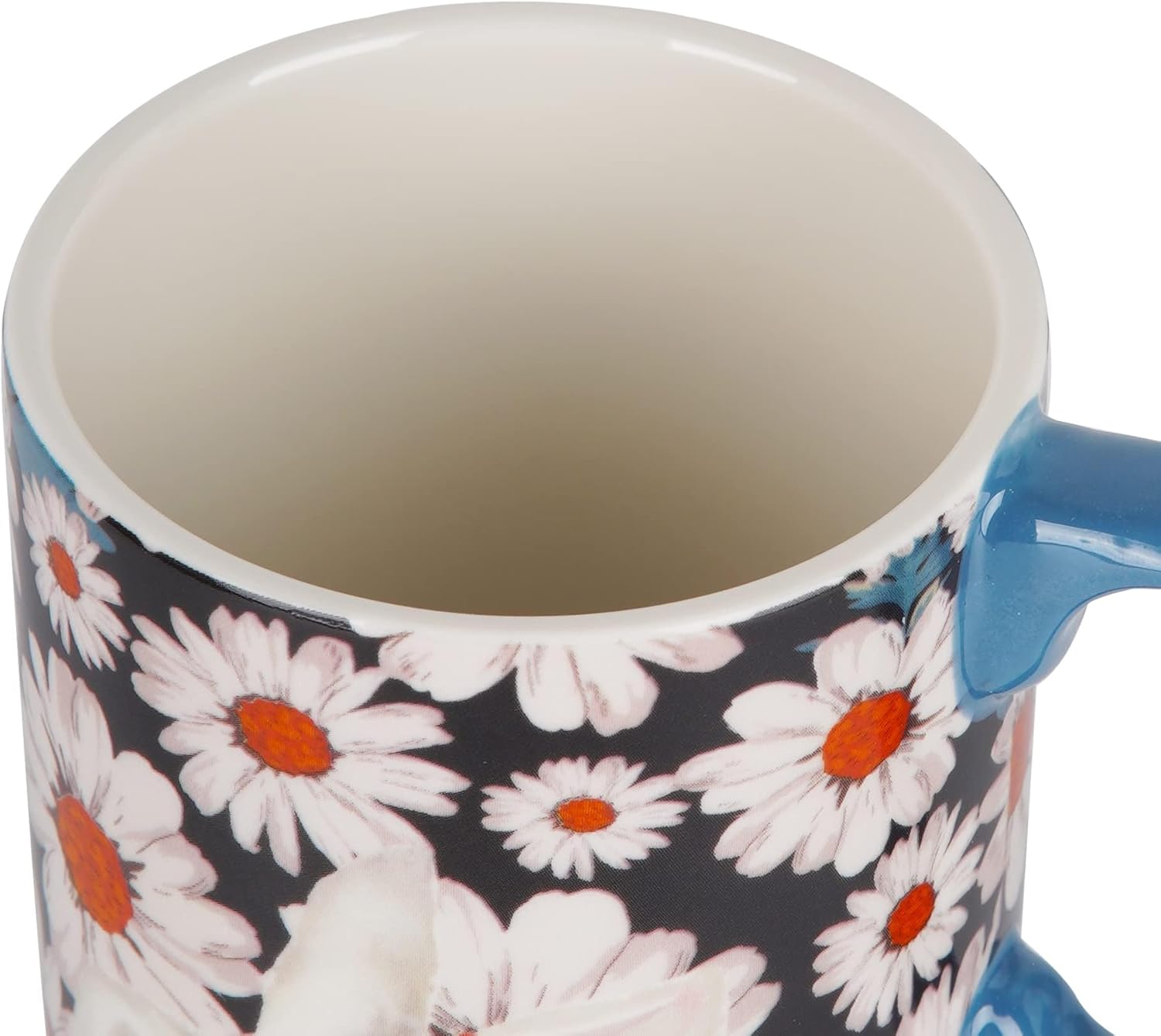 DUSVALLY Taza de cerámica para café, taza de café de viaje, taza de té con leche de porcelana con tapa y caja de color, 17 onzas, taza alta grande,