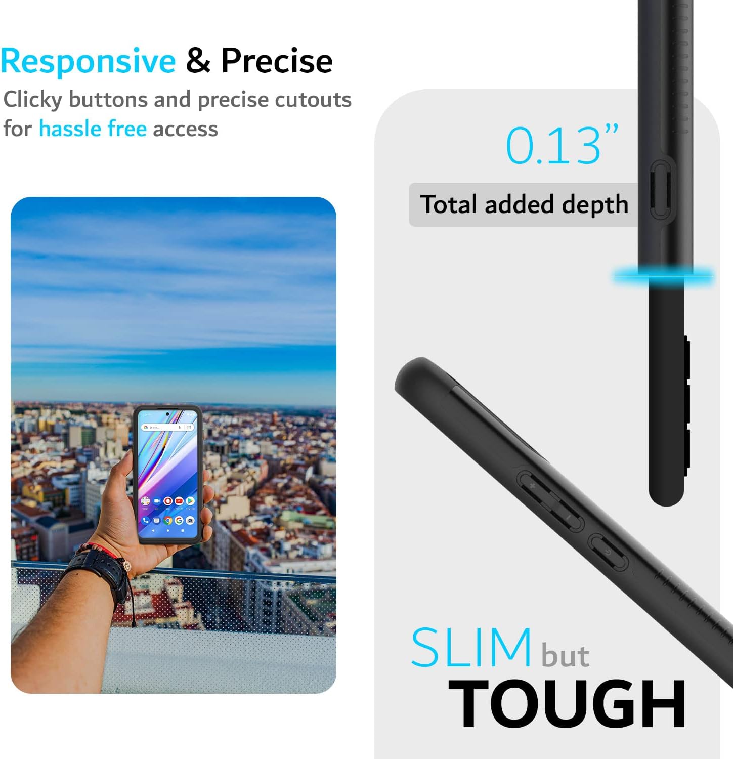 TUDIA DualShield – Funda protectora para BLU G91 Pro, a prueba de golpes, de grado militar, resistente, de doble capa, dura, delgada y dura (negro
