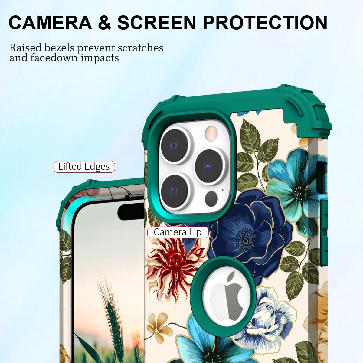 Hocase Funda para iPhone 15 Pro Max de 6.7 pulgadas de 2023, resistente, a prueba de golpes, protección híbrida plástico duro+parachoques de suave