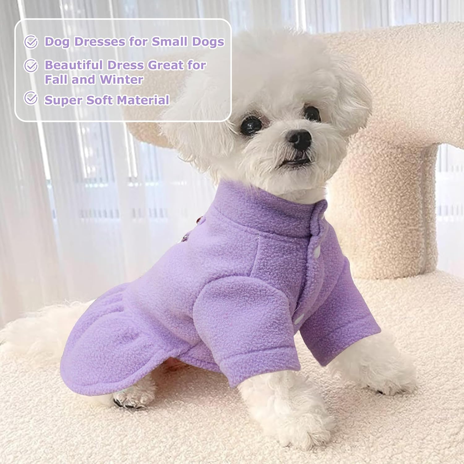 Vestido de perro arnés para perros pequeños, vestidos de Navidad para perros, ropa de forro polar para cachorros, sudaderas para mascotas, abrigos