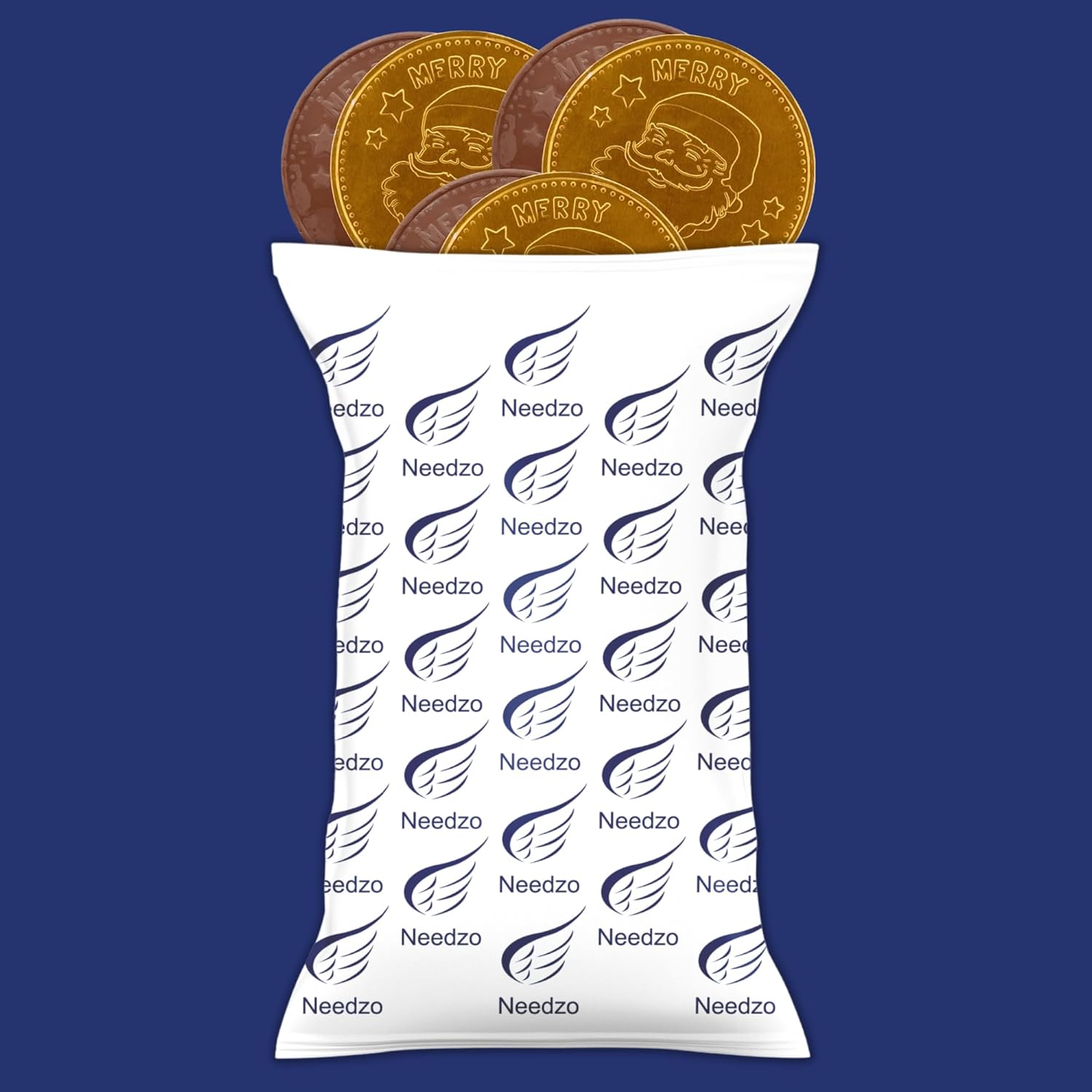 Merry Christmas – Monedas de chocolate con leche de alta calidad, envueltas individualmente en papel de aluminio, con cara de Papá Noel, paquete de