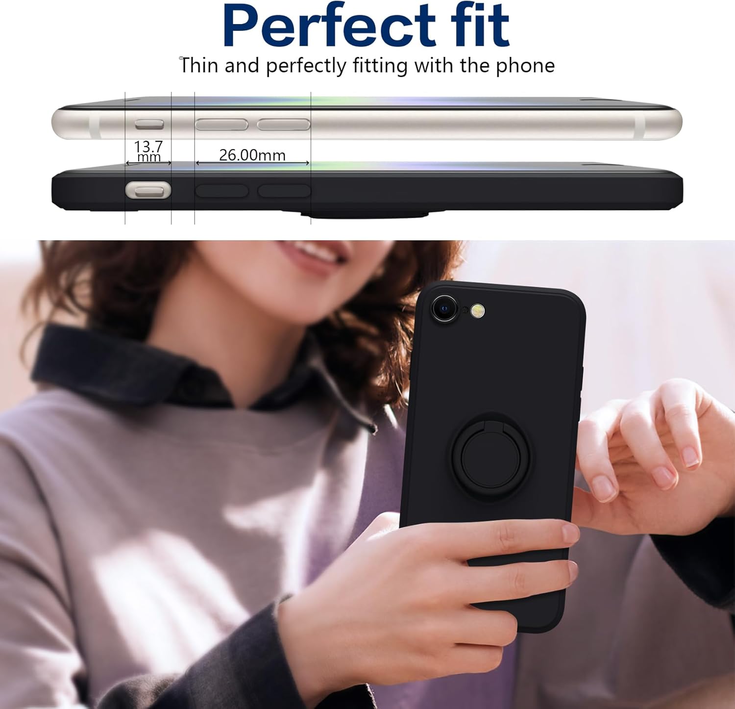 JUNAUTTB Funda para Samsung Galaxy S22 Ultra 5G con anillo, funda delgada y suave de silicona líquida, soporte de anillo giratorio de 360 integrado,
