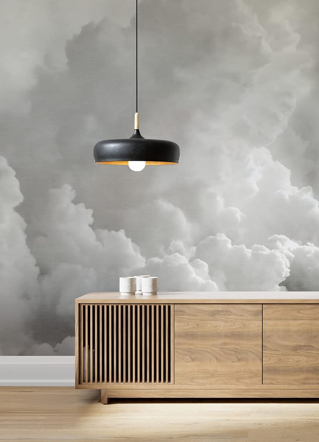 REMIX Walls by Katie Hunt Mural de pared gris paloma en las nubes