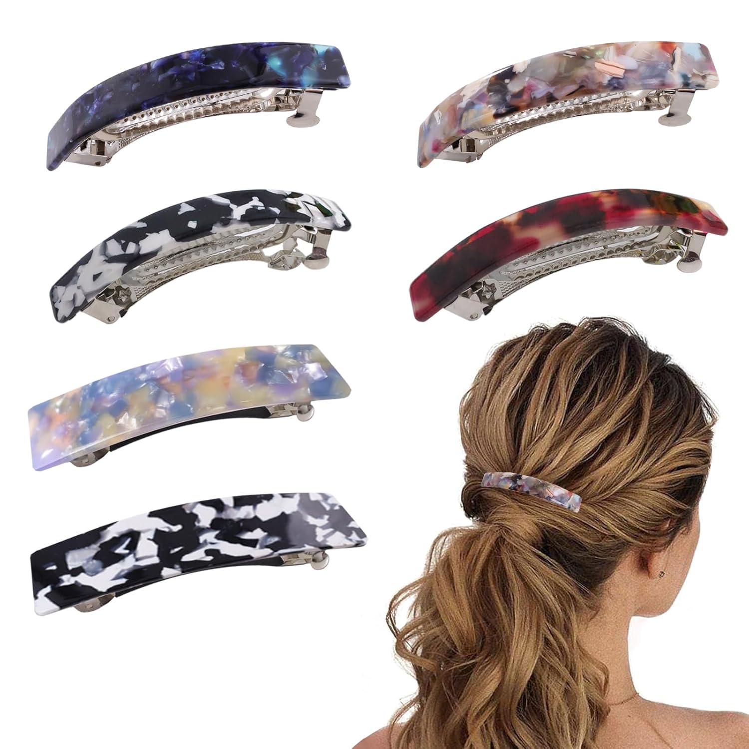 Pinza para el cabello, 6 pasadores para mujer, accesorios para el cabello de concha de tortuga, pinzas para cabello grueso, cabello largo, uso