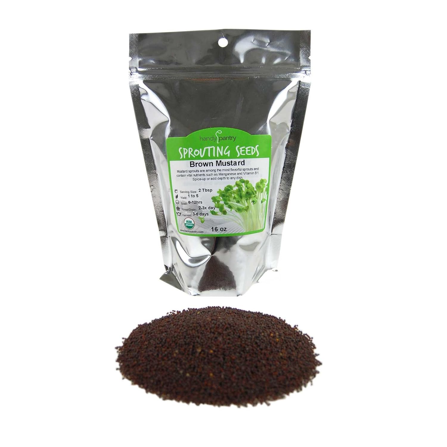 Semillas de germinación de mostaza marrón orgánica 1 libra – Semilla de mostaza caliente para especias, brotes, microverdes, hacer mostaza gourmet,