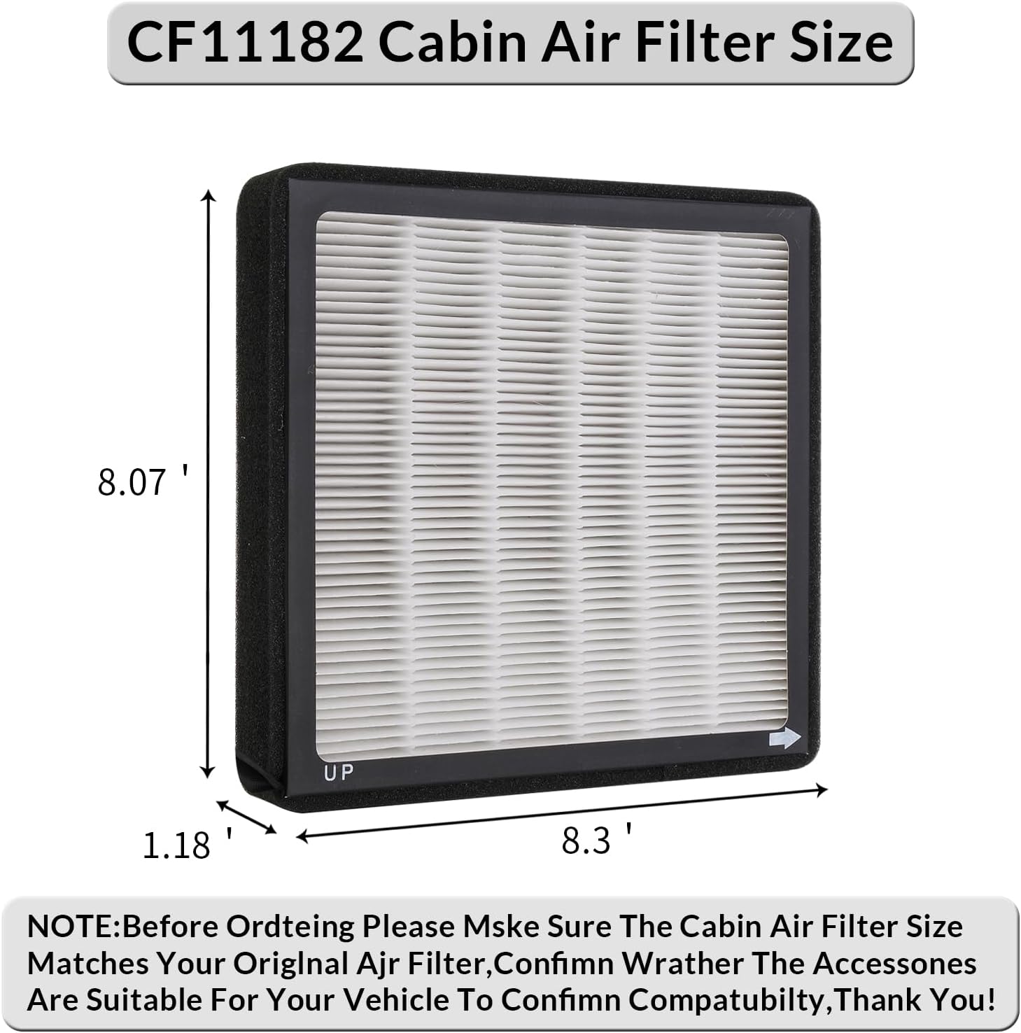 CAF1873P, CF11182, filtro de aire de cabina con partículas de carbón activado para Honda Civic 2016-2023, Odyssey 2018-2023, Fit 2009-2020, CR-V