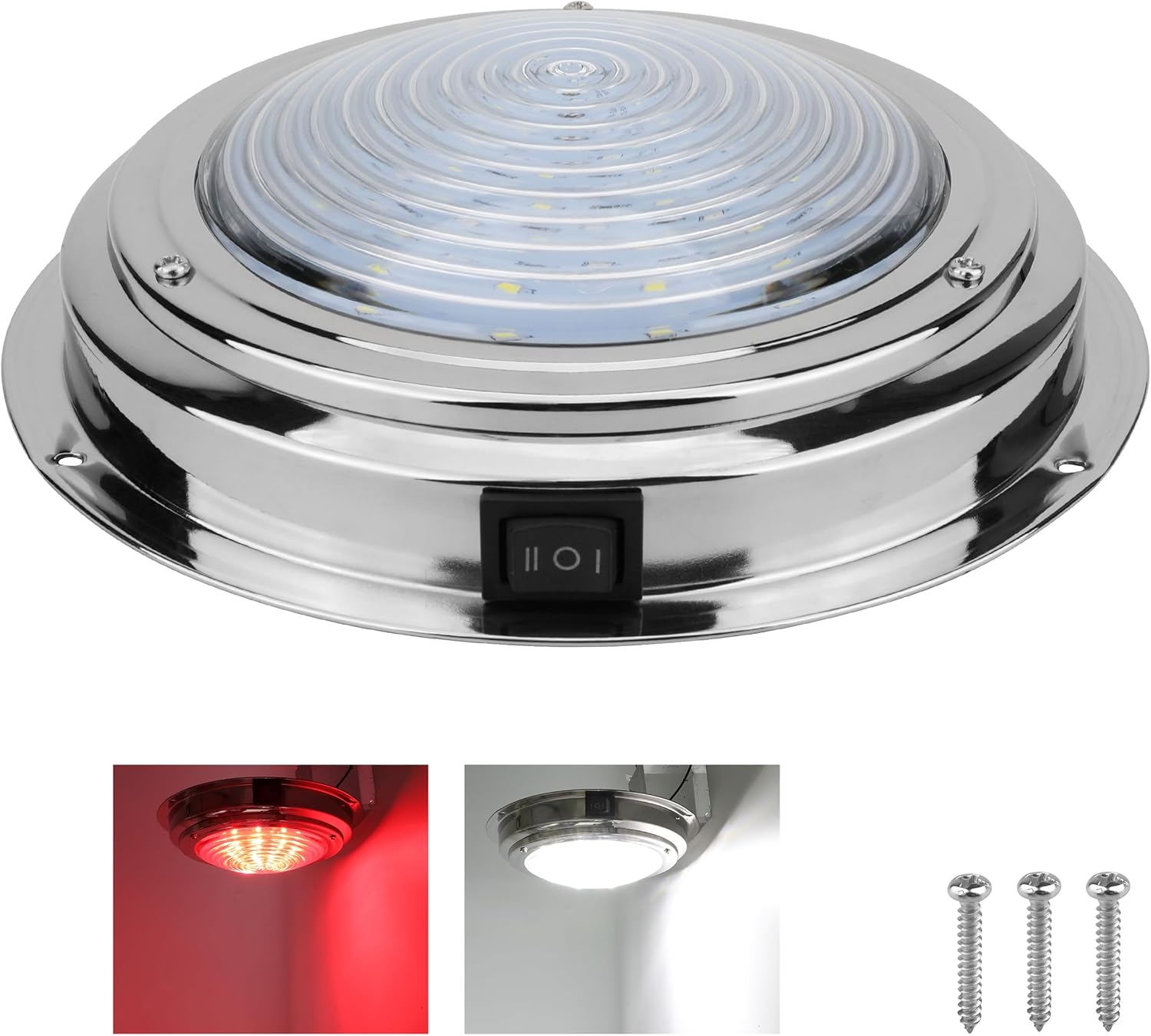 Luz de cúpula de barco marino de 12 V, luces LED para barco interior con interruptor de palanca, luz LED de cabina de barco con montaje en