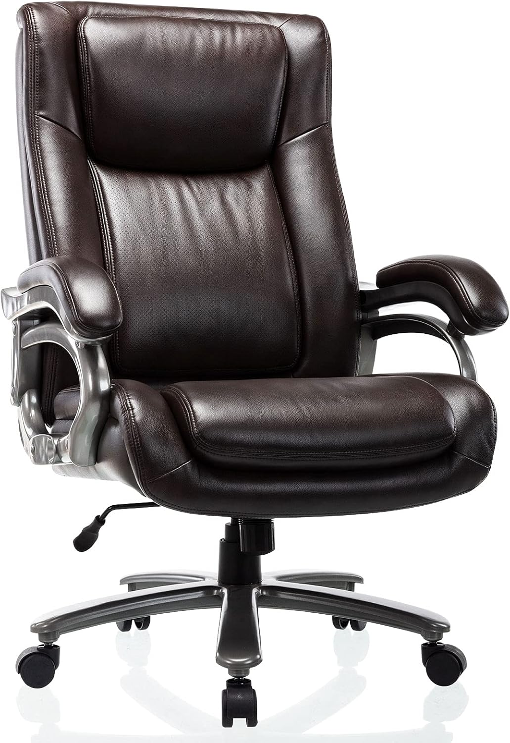 Silla de oficina grande y alta de 400 libras, silla ejecutiva de computadora con respaldo alto, base de metal resistente y ángulo de inclinación