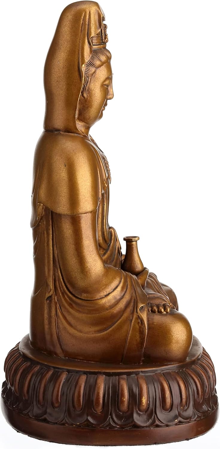 Veronese Design 5 12 pulgadas de alto Guanyin Lotus Meditación Pacífica Estatua Resina Acabado pintado a mano