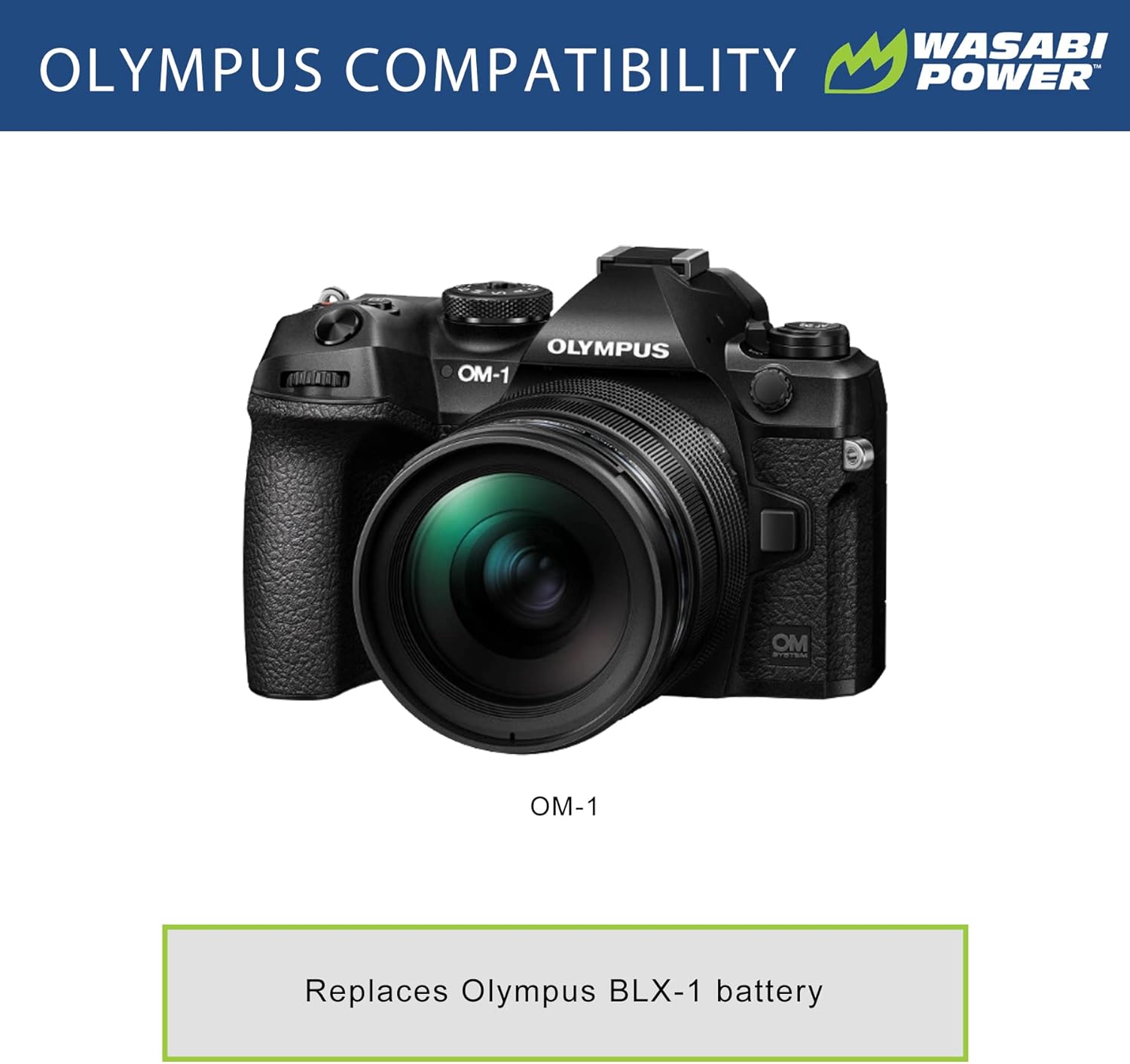 Wasabi Power Batería USB para Olympus BLX-1 con carga rápida USB-C
