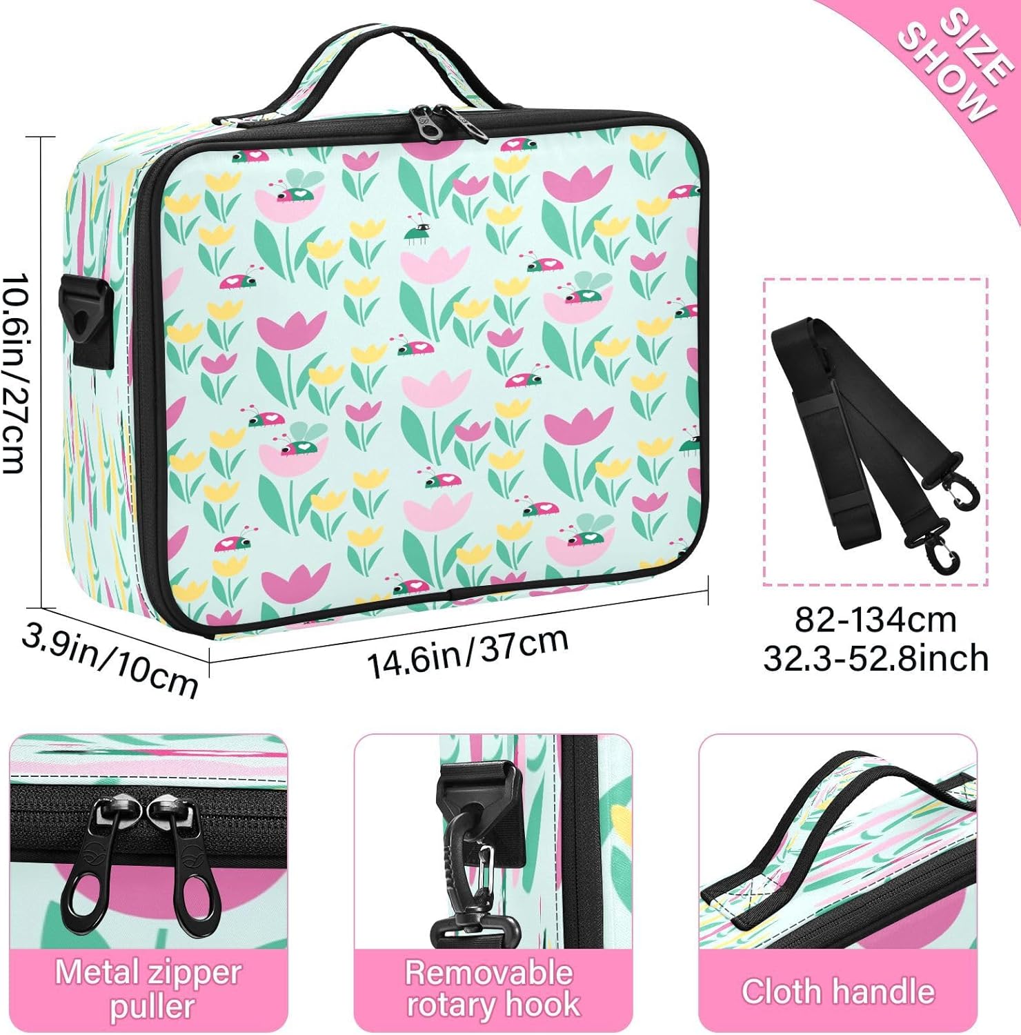 Flower Fashion Green travel cosmetic bags for women travel beauty bag makeup bag zipper portable travel makeup cosmetiqueras para maquillaje men